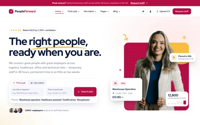 Home page in the Crimson colour scheme