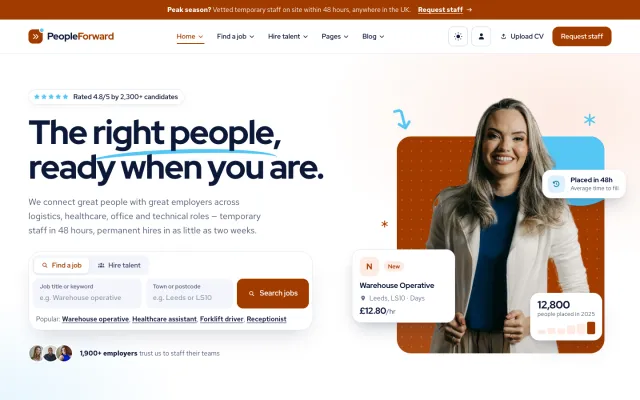 Home page in the Orange colour scheme