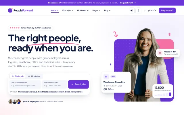 Home page in the Violet colour scheme