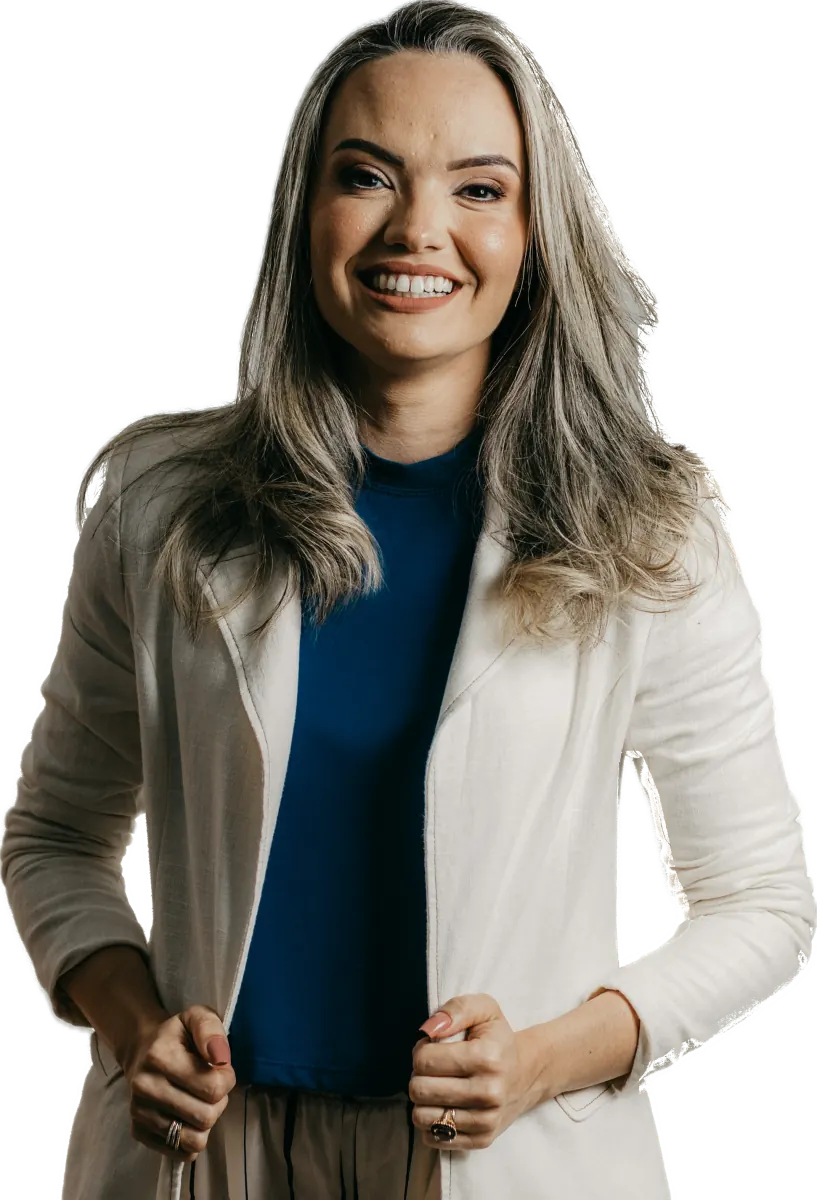 Smiling recruitment consultant in a white blazer